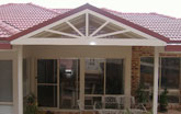 Gable roof with sunburst design